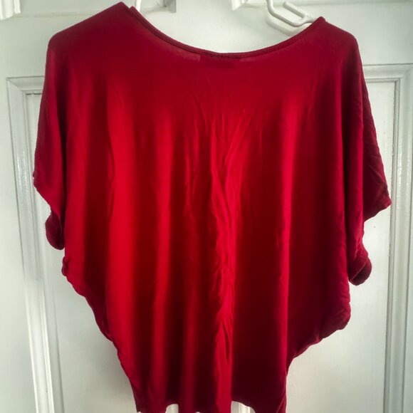 Adara Red Short Sleeve Blouse Cotton no size but matches S-M womens - Picture 3 of 3